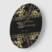 Elegant Gold Damask en Lace Grote Klok (Hoek)