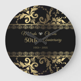 Elegant Gold Damask en Lace Grote Klok