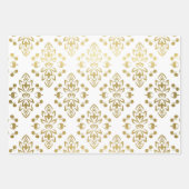 Elegant Gold Damask Floral Pattern Wedding Inpakpapier Vel (Voorkant 3)