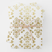 Elegant Gold Damask Floral Pattern Wedding Inpakpapier Vel (In situ)