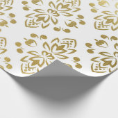 Elegant Gold Damask Floral Pattern Wedding Wrappin Cadeaupapier (Hoek)