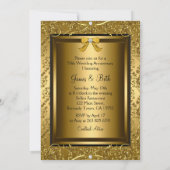 Elegant Gold Damask Foto 50e Jubileum Invite Kaart (Achterkant)