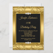 Elegant Gold Damask Foto Birthday Party Kaart (Voorkant)