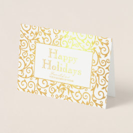 Elegant Gold Damask Holiday Business Folie Kaarten