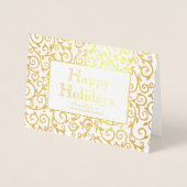 Elegant Gold Damask Holiday Business Folie Kaarten (Voorkant)