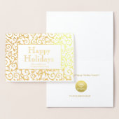 Elegant Gold Damask Holiday Business Folie Kaarten (Display)
