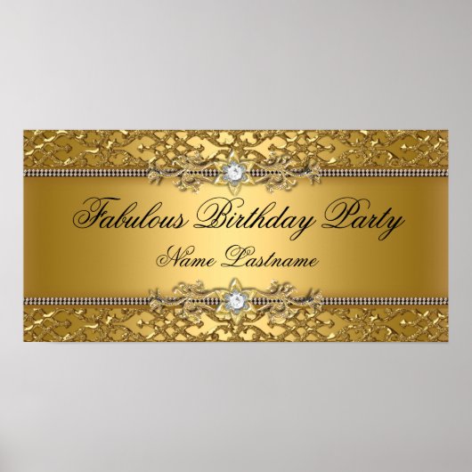 Elegant Gold Damask in reliëf Poster (Voorkant)