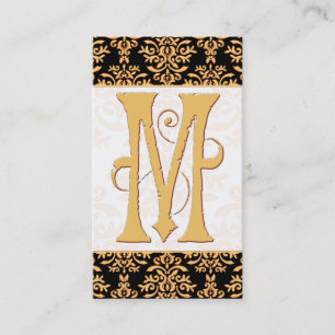 Elegant Gold Damask Initiaal M Monogram Visitekaartje