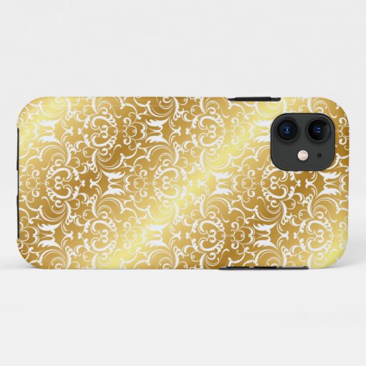 Elegant Gold Damask iPhone Case (Achterkant (horizontaal))