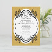 Elegant  Gold Damask Jubileum Party Kaart (Staand voorkant)