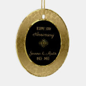Elegant Gold Damask Keramisch Ornament (Rechts)