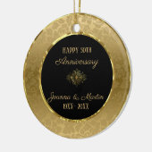 Elegant Gold Damask Keramisch Ornament (Links)