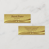 Elegant Gold Damask met Shiny Diamond Ribbon Bow Mini Visitekaartje (Voorkant / Achterkant)