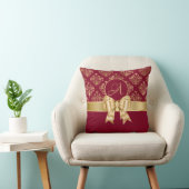 Elegant Gold Damask Monogram op Bourgogne Kussen (Stoel)