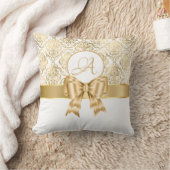 Elegant Gold Damask Monogram Sierkussen (Deken)