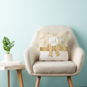 Elegant Gold Damask Monogram Sierkussen (Stoel)