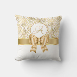 Elegant Gold Damask Monogram Sierkussen