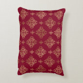 Elegant Gold Damask op Bourgogne Accent Kussen (Achterkant (Verticaal))