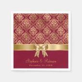 Elegant Gold Damask op Bourgogne bruiloft Servet (Voorkant)