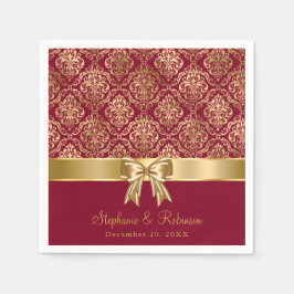 Elegant Gold Damask op Bourgogne bruiloft Servet