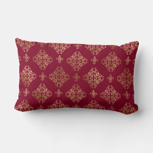 Elegant Gold Damask op Bourgogne Kussen (Achterkant)