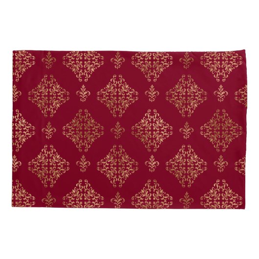 Elegant Gold Damask op Bourgogne Kussensloop (Achterkant)