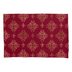 Elegant Gold Damask op Bourgogne Kussensloop