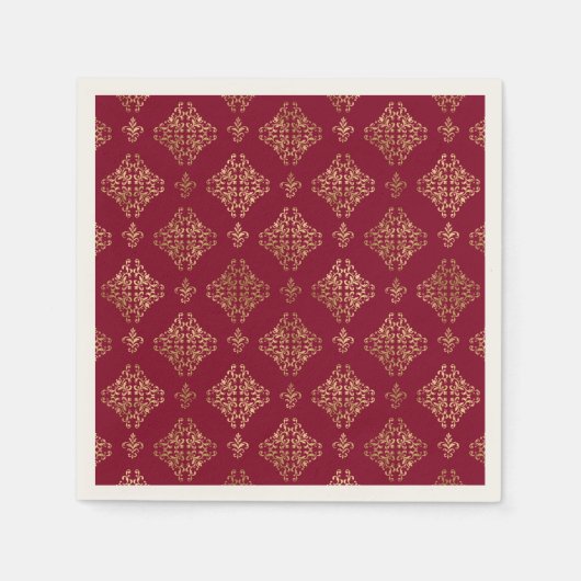 Elegant Gold Damask op Bourgogne papier Servet (Voorkant)