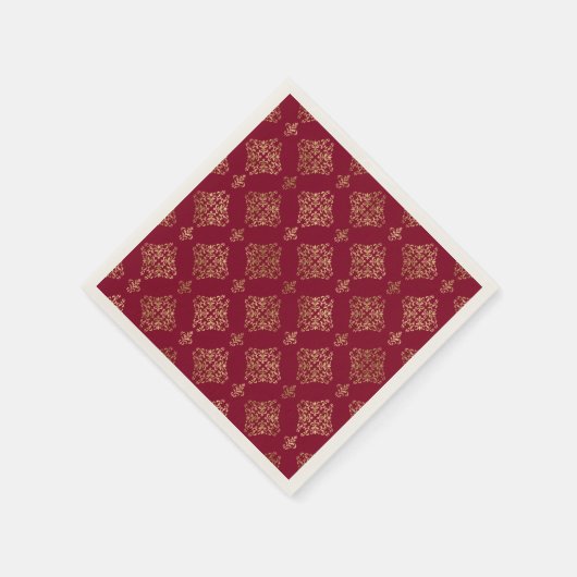 Elegant Gold Damask op Bourgogne papier Servet (Hoek)