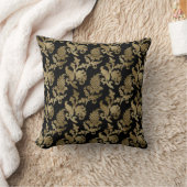 Elegant Gold Damask op zwart Sierkussen (Deken)