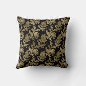 Elegant Gold Damask op zwart Sierkussen (Achterkant)