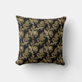 Elegant Gold Damask op zwart Sierkussen (Voorkant)