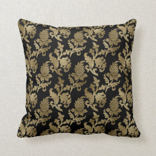 Elegant Gold Damask op zwart Sierkussen