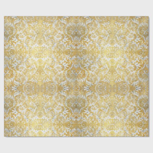 Elegant Gold Damask Pattern Cadeaupapier (Vlak)