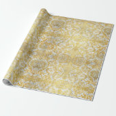 Elegant Gold Damask Pattern Cadeaupapier (Uitgerold)