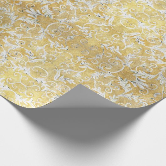 Elegant Gold Damask Pattern Cadeaupapier (Hoek)