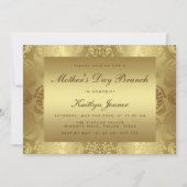 Elegant Gold Damask Pattern Moederdag Brunch Kaart (Voorkant)