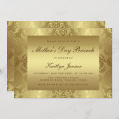 Elegant Gold Damask Pattern Moederdag Brunch Kaart (Voorkant / Achterkant)