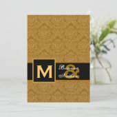 Elegant GOLD Damask Premium Metallic Wedding Kaart (Staand voorkant)