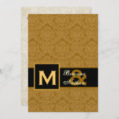 Elegant GOLD Damask Premium Metallic Wedding Kaart (Voorkant / Achterkant)