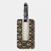 Elegant Gold Damask, Swirls - Gepersonaliseerd Bagagelabel (Achterkant verticaal)
