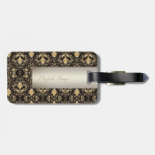 Elegant Gold Damask, Swirls - Gepersonaliseerd Bagagelabel (Achterkant horizontaal)