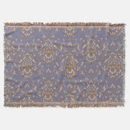 Elegant Gold Damask Throw Blanket | Vintage Periwi Deken