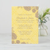 Elegant Gold Damask Wedding Invitations Kaart (Staand voorkant)