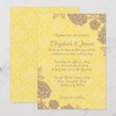 Elegant Gold Damask Wedding Invitations Kaart (Voorkant / Achterkant)