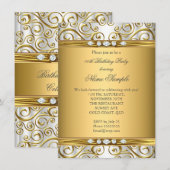 Elegant Gold Damask White Diamond Birthday Party Kaart (Voorkant / Achterkant)