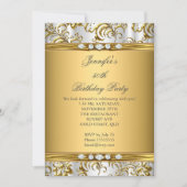 Elegant Gold Damask White Silver Diamond Birthday Kaart (Voorkant)