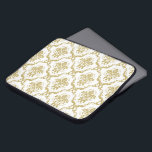 Elegant Gold Damasover White Background Laptop Sleeve<br><div class="desc">Het elegante design met gouden folie ziet er uit op een witte achtergrond die je kunt veranderen.</div>