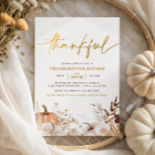 Elegant Gold Dankbaar Herfst Thanksgiving Diner Kaart