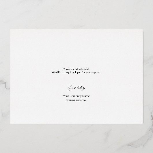 Elegant Gold dark red Business Thank you   Folie Feestdagenkaart (Achterkant)